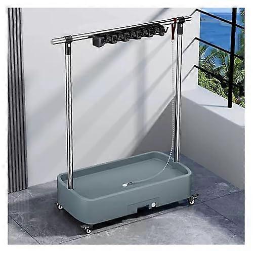 Wall Mounted Broom Mop Holder with Lockable Wheels, Stainless Steel SpaceSaving Storage Rack