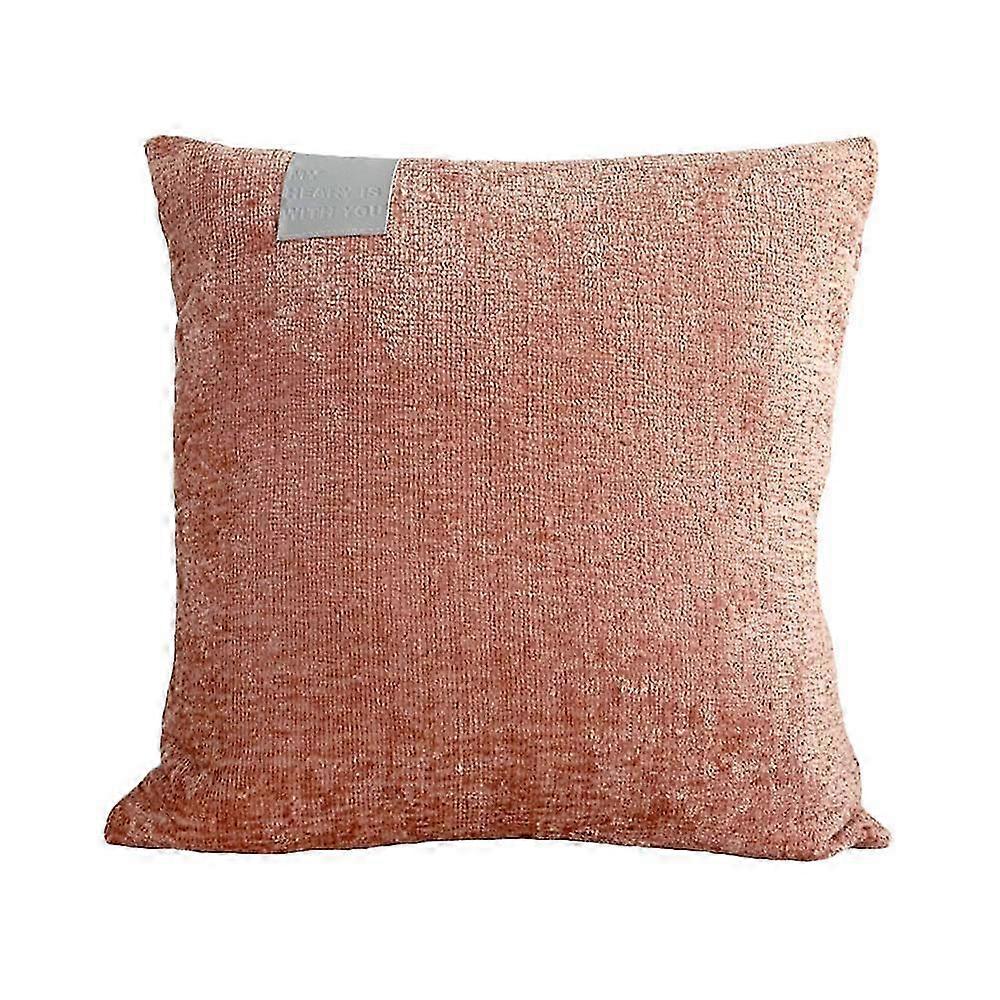 2025 Solid color pillow cover chenille leather label pillow cover