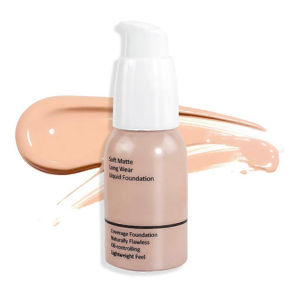 Full Coverage Foundation Waterproof Soft Matte 24HR Oil Control Long Lasting Makeup 02 Warm Peach