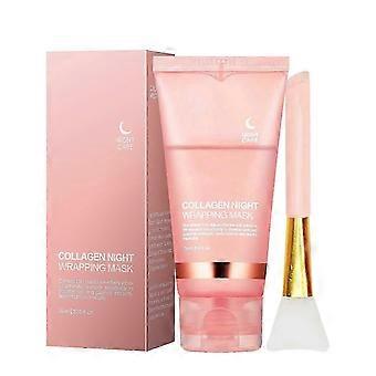 Collagen Night Wrapping Peel Off Facial Mask with Jelly Brush, Firming & Nourishing, Anti-Fine Lines, Enhance Skin Elasticity, for Youthful Complexion
