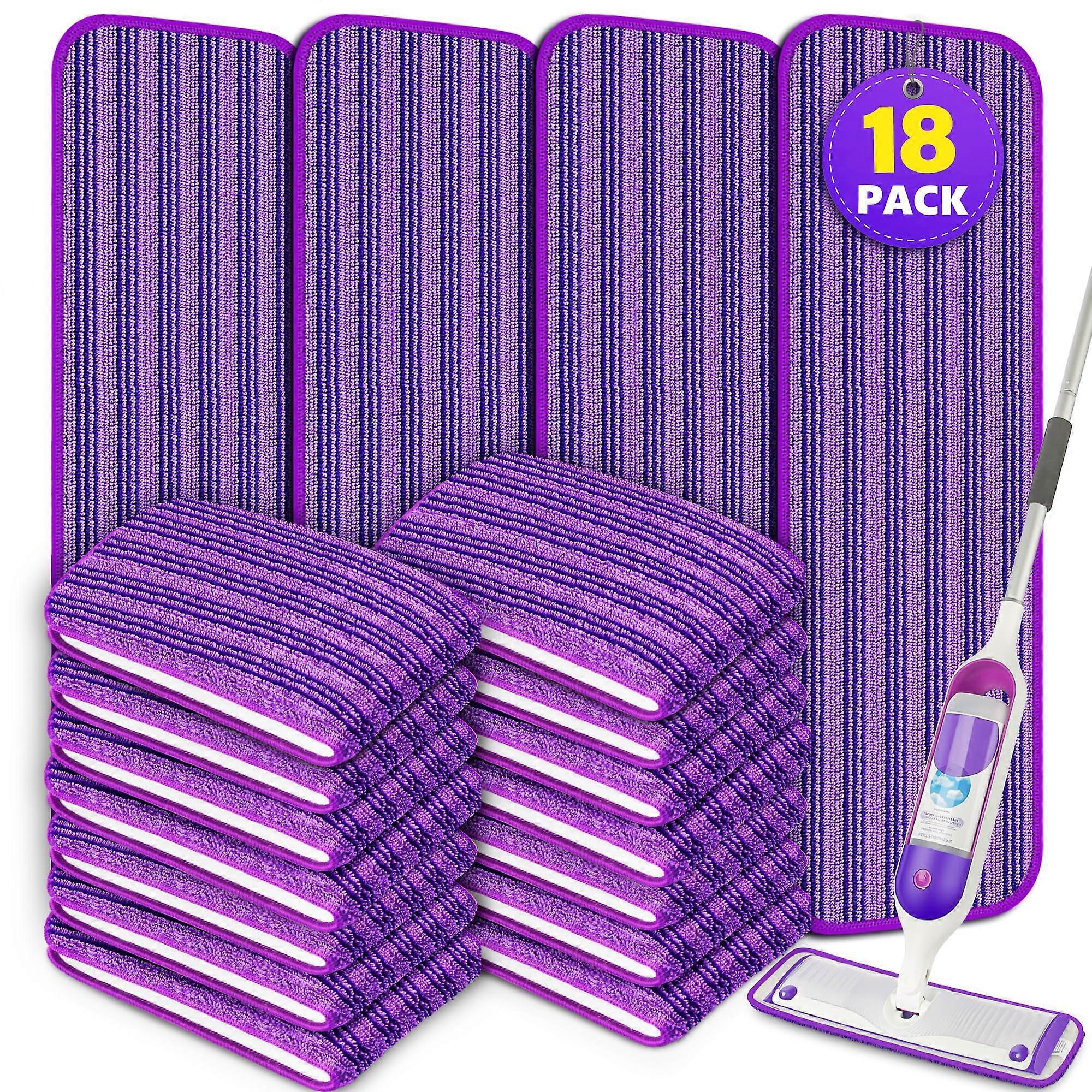 Washable Reusable Microfiber Mop Pad Refills, 18 Pack Purple for Swiffer PowerMop
