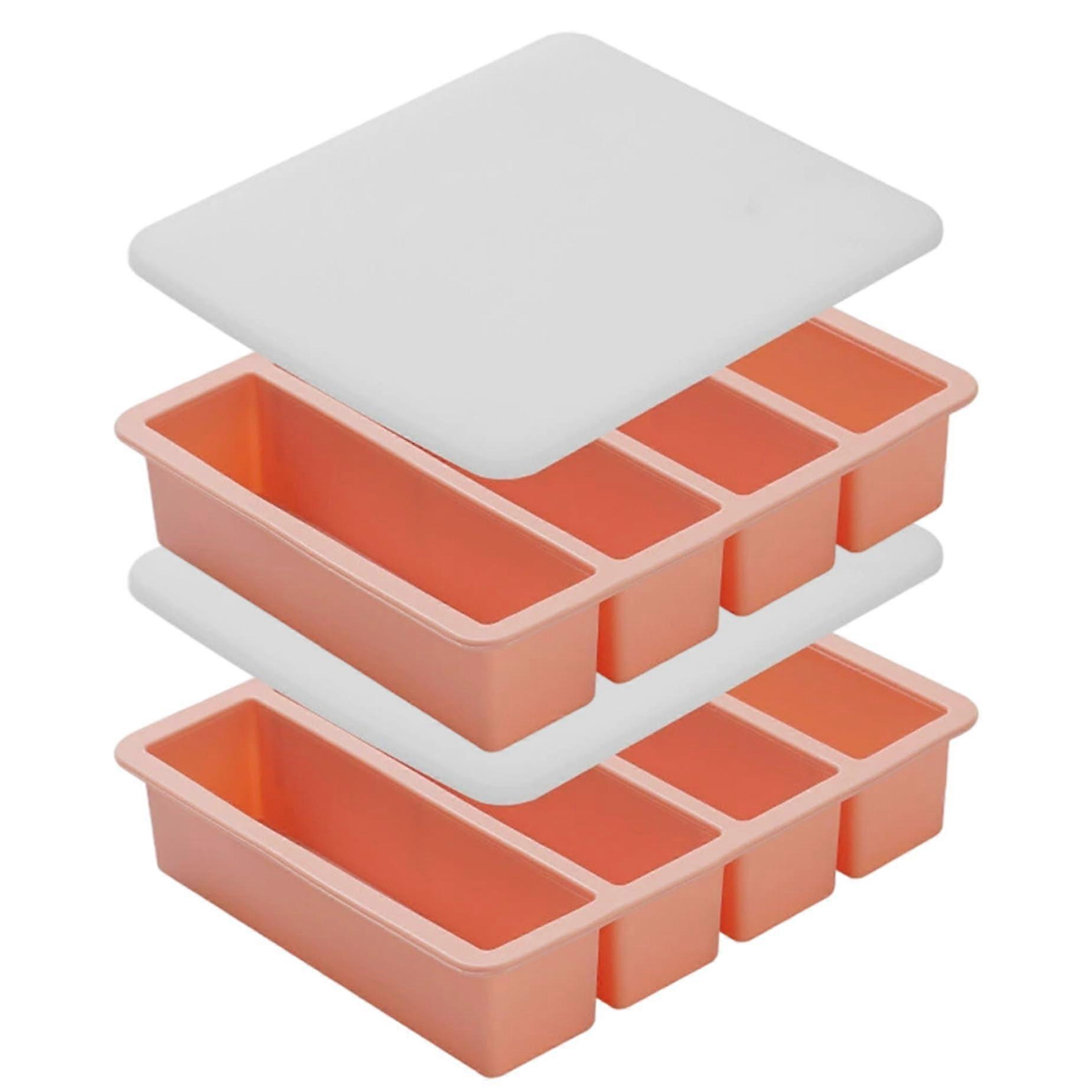 Silicone Ice Cube Tray with Lid, 2PCS Large Whiskey Ice Cube Molds, Stackable for Kitchen Drinks