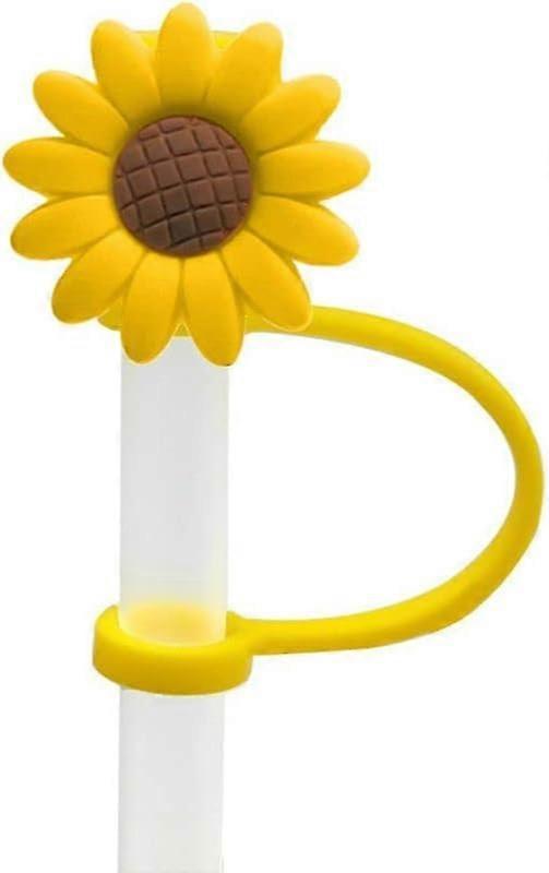Sunflower Silicone Straw Cover, Reusable Splash Proof and Dust Proof Drinking Straw Cap