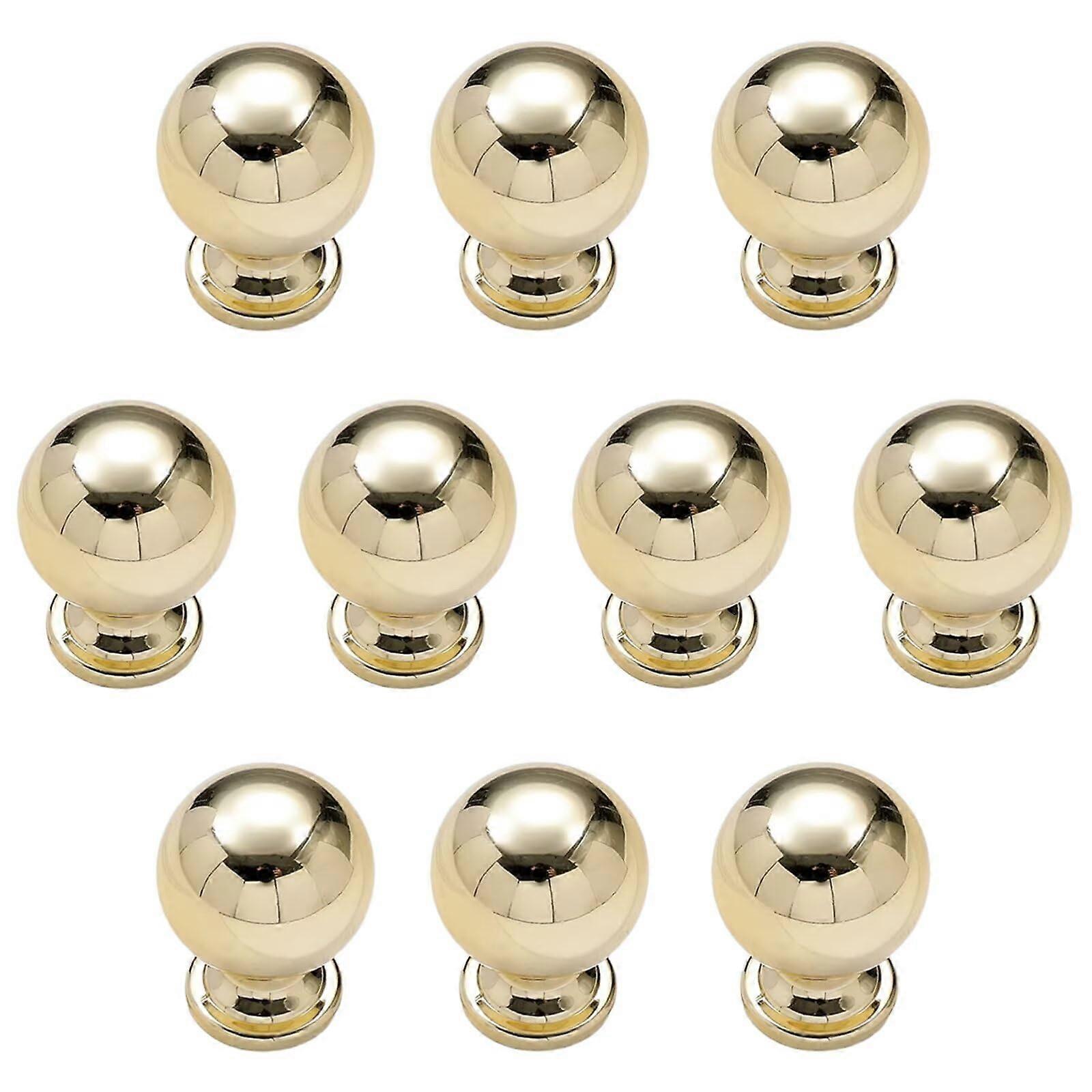 10 Pcs Gold BallShaped Drawer Pulls and Solid Zinc Alloy Cabinet Knobs Single Hole Round Handle