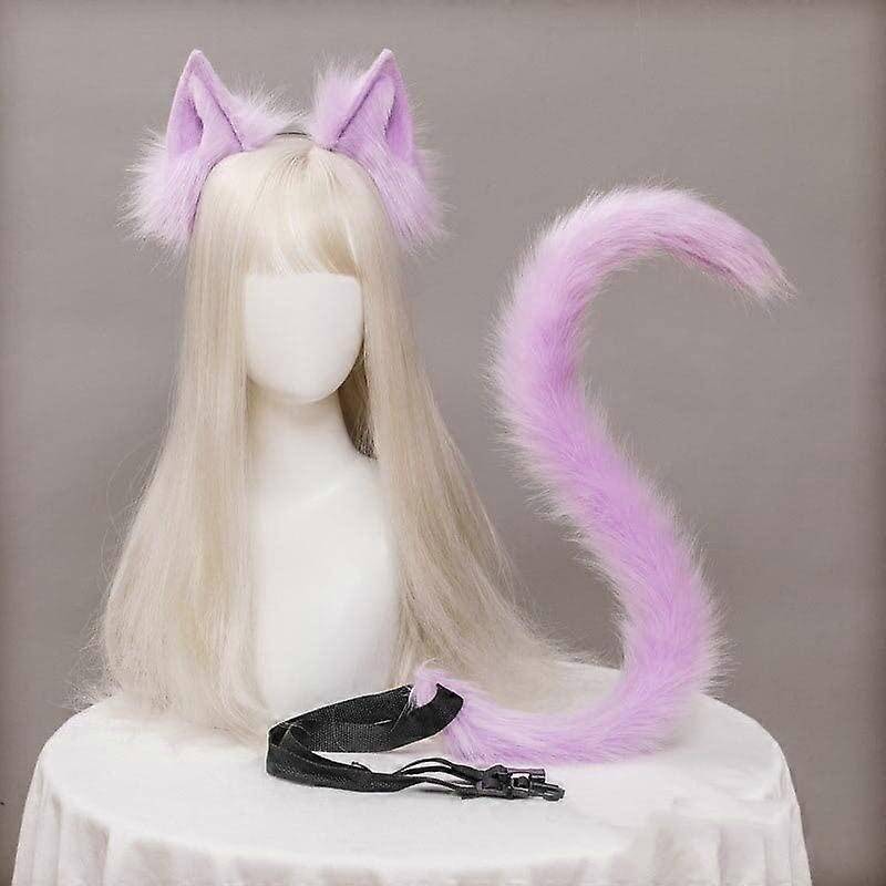 Animal Ears and Tail Set with Adjustable Plush Fox Ears and Bendable Tail for Cosplay
