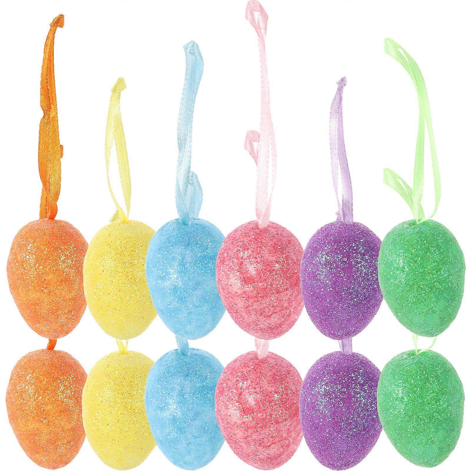 12Pcs Hanging Easter Eggs Easter Party Pendants Colored Easter Eggs Home Easter Decors