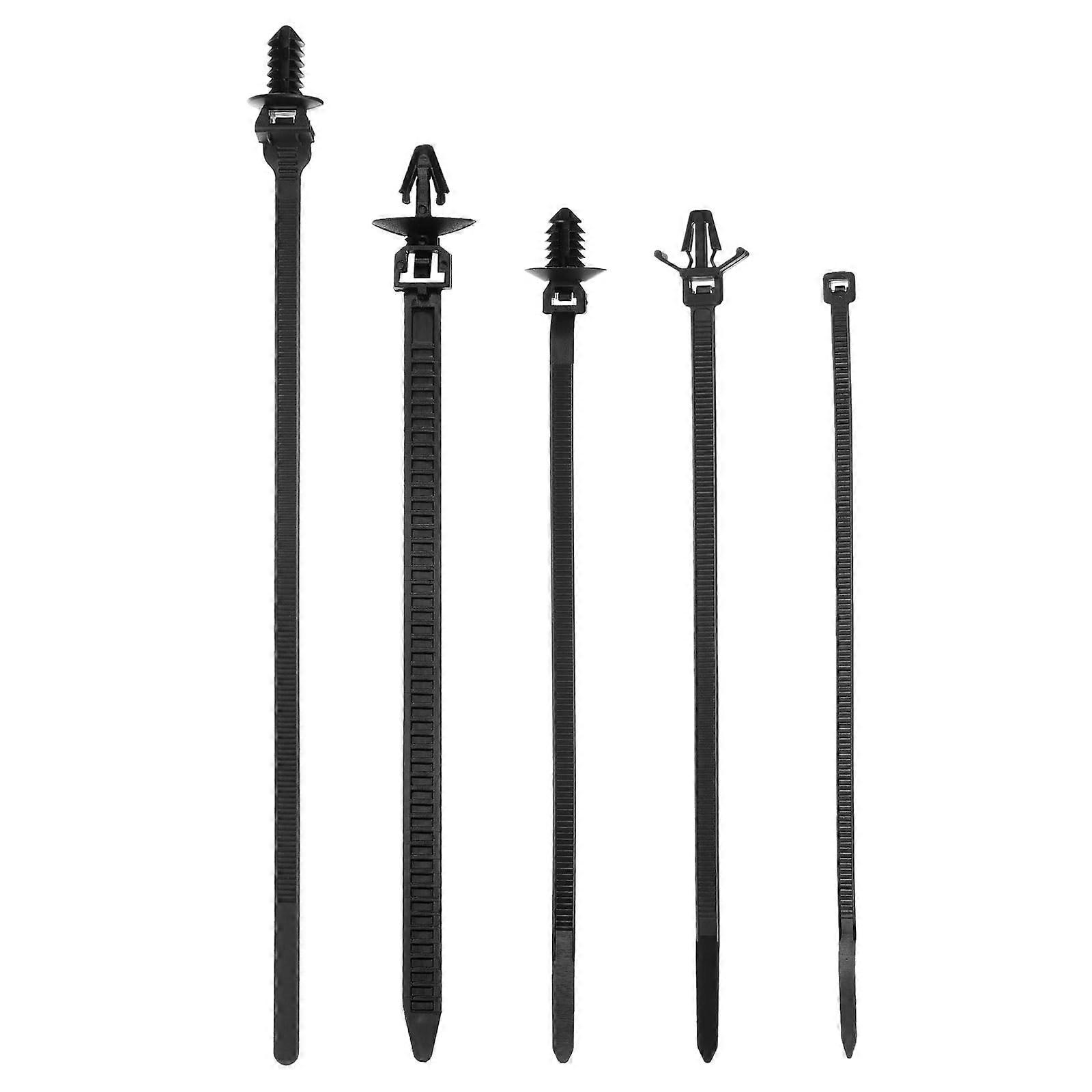 160pcs Push Mount Cable Zip Ties Kit with R Type Wire Clips, Nylon Self Locking, Outdoor Durable