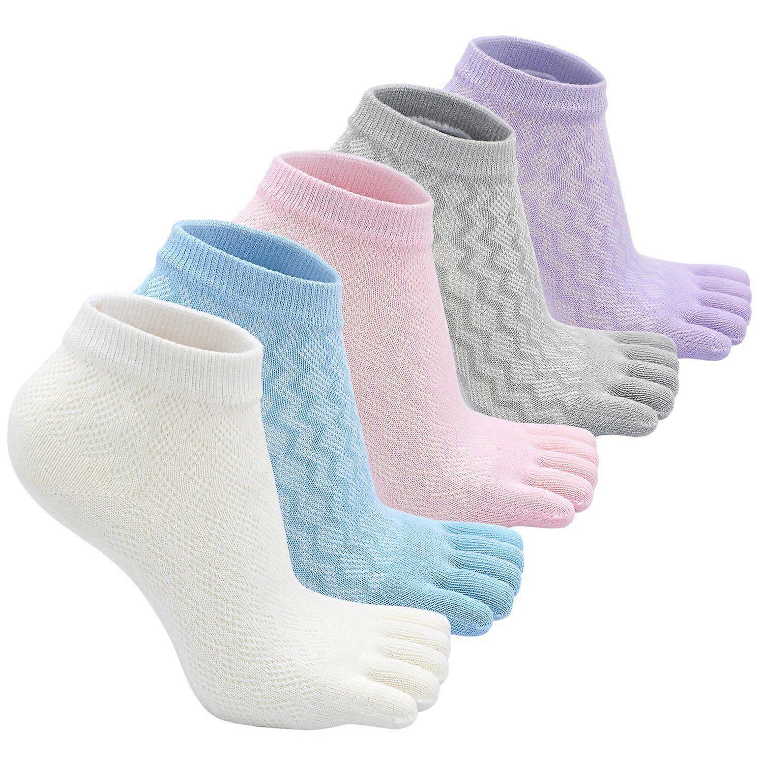 5pcs Children's Solid Color Short Toe Socks, Mesh Breathable Design for Kids