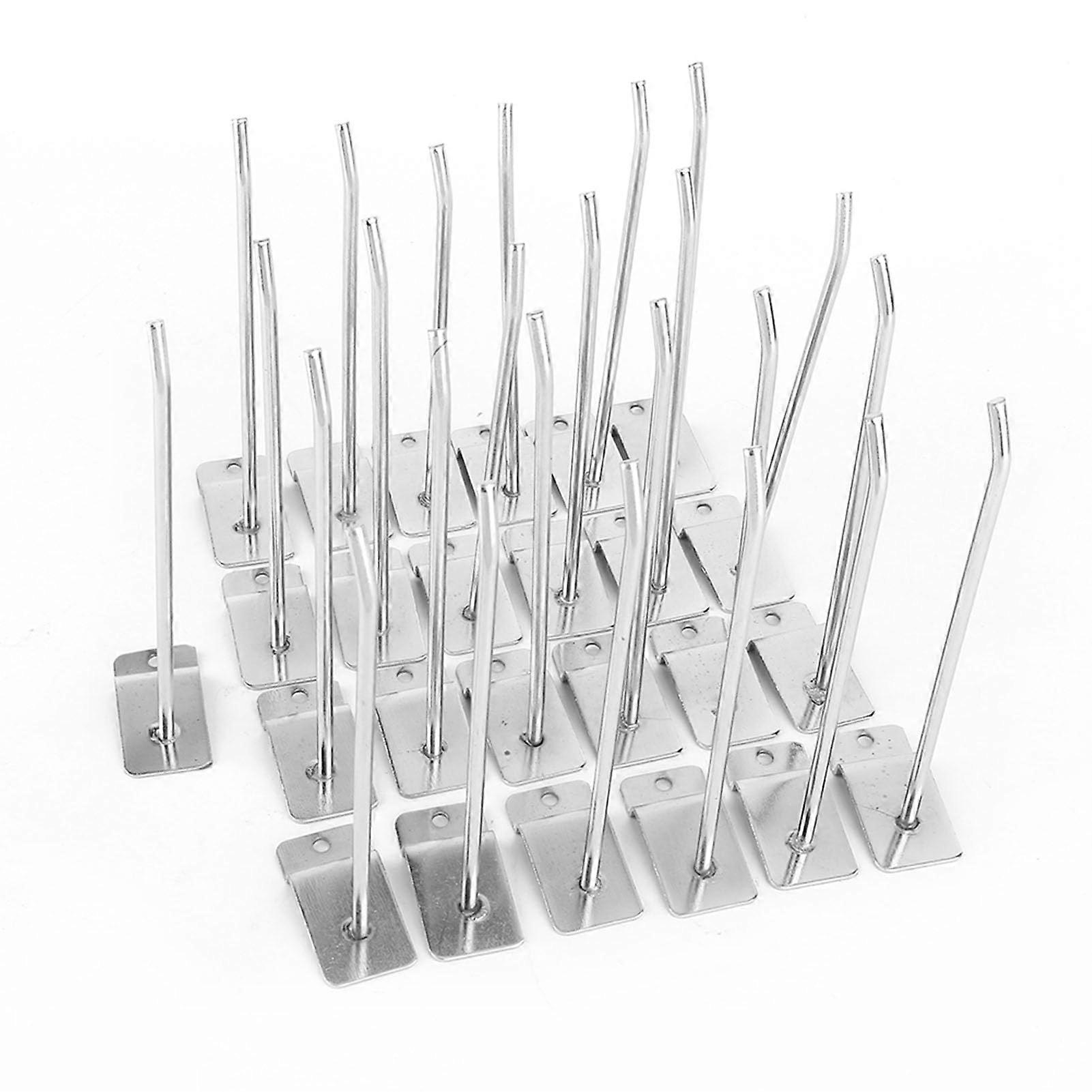 25pcs 6 Inch Chrome Slatwall Hooks Set for Retail Display with Durable Welded Construction
