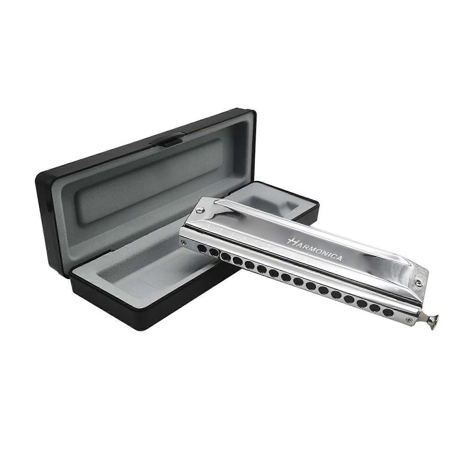 Chromatic Harmonica 16 Hole 64 Tone C Key with Full Range and Durable Warm Tone for Beginners