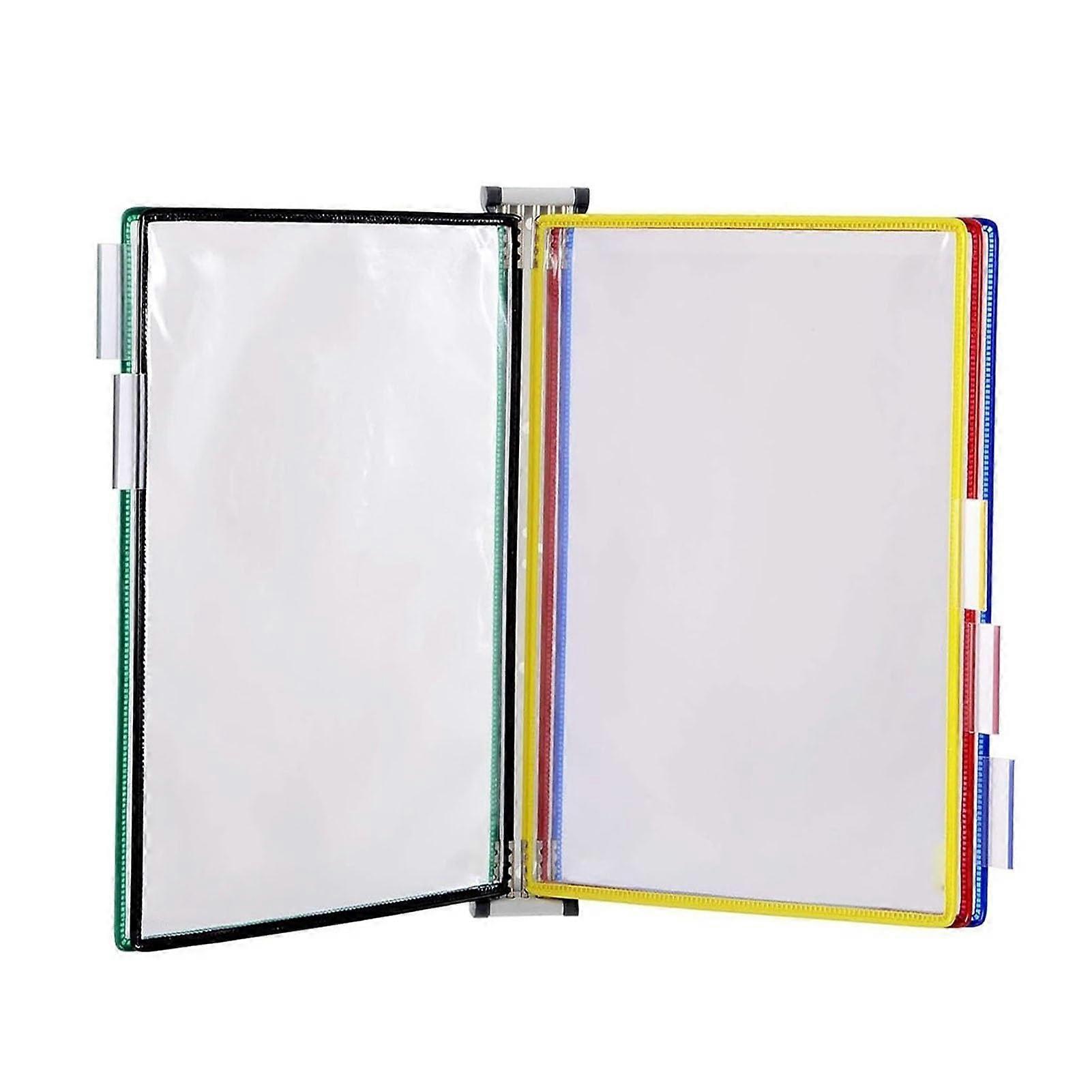 Document Display Stand with 5 A4 Pockets, Desk Reference Organizer for Quick Access, PVC and Metal