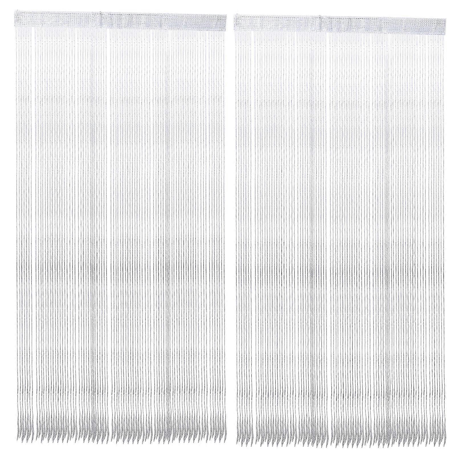 Silver Thread String Curtains Door String Curtain for Decoration 2Pcs
