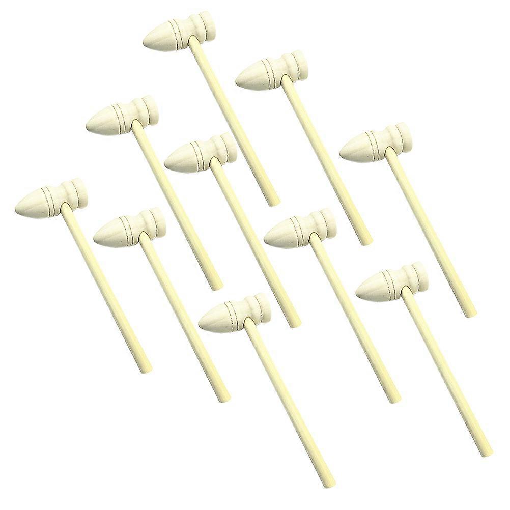 Hammer Toy Solid Wooden Mini Hammers Child Playtime Beige Wood Cracking Shell 1Set