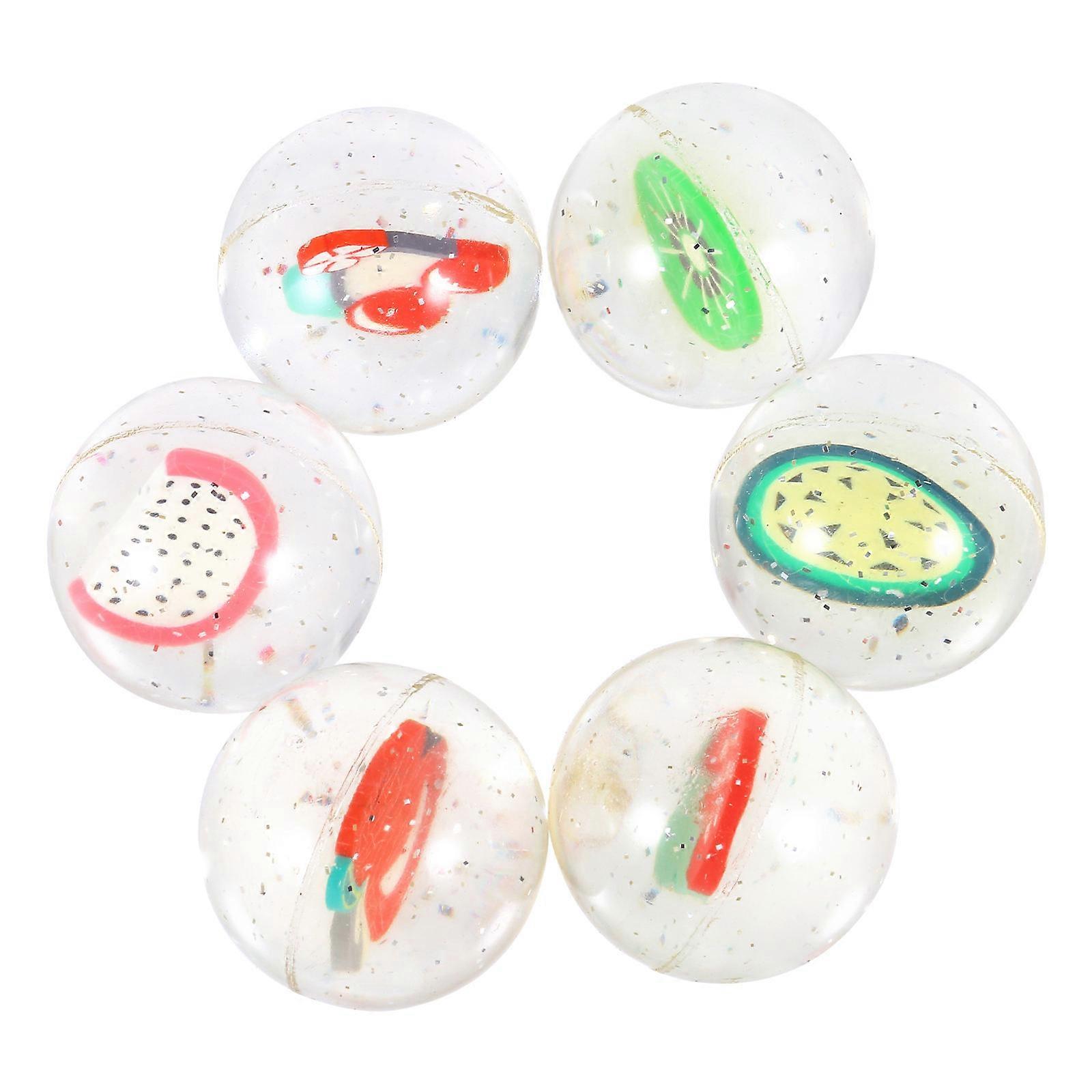 Fruity Bounce Ball Rubber Toy for Kid 6Pcs Elastic Jumping Balls Pack