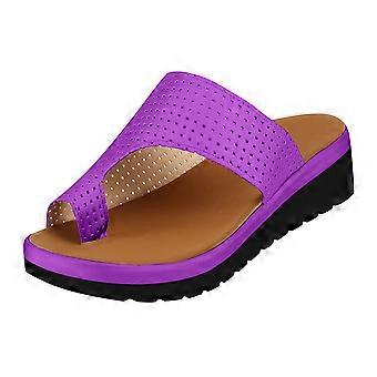 Elegante und bequeme Damen-Plateau-Slipper für Strand und Freizeit, ideal für Sommer, Strand und Reisen, Größe 38, Lila