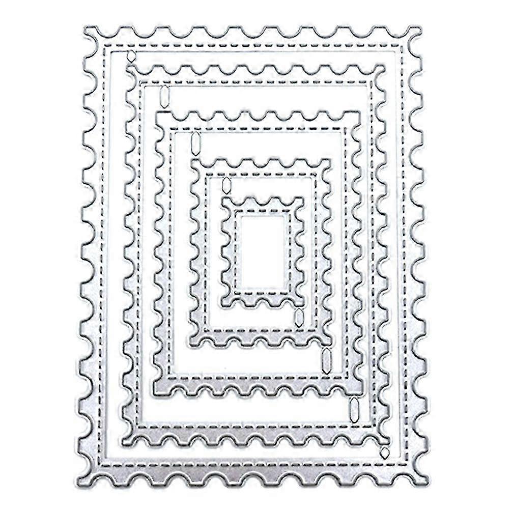 5pcs Creative Postage Stamp Dies with Wavy and Rectangular Dotted Line for Scrapbooking and Crafting