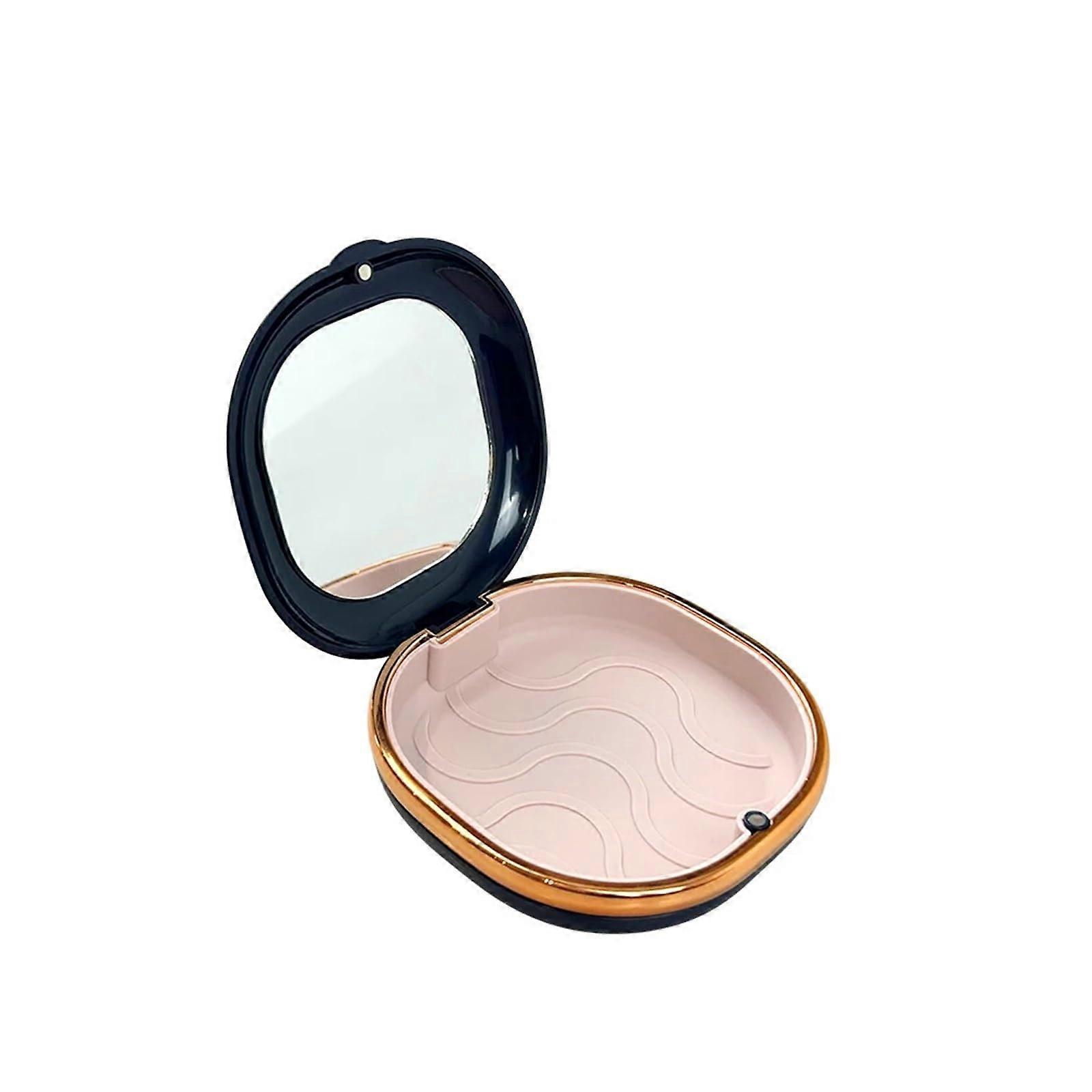 Denture Storage Box Blue Flower Pattern Retainer Case for False Teeth and Mouth Guard