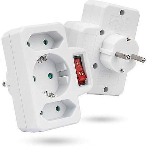 Multiple socket, socket with switch, 3-way socket adapter, white socket, socket splitter, intermediate switch, white intermediate socket, power strip,