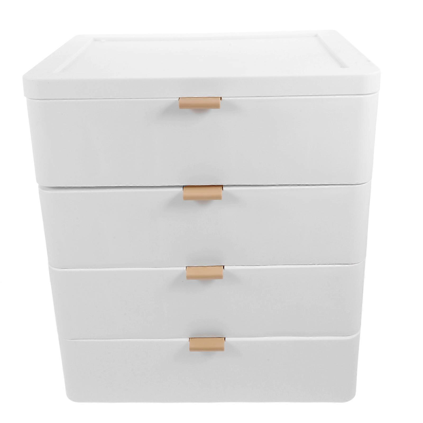 Makeup Storage Box Drawer Type for Desktop Use with 1Pcs White Container