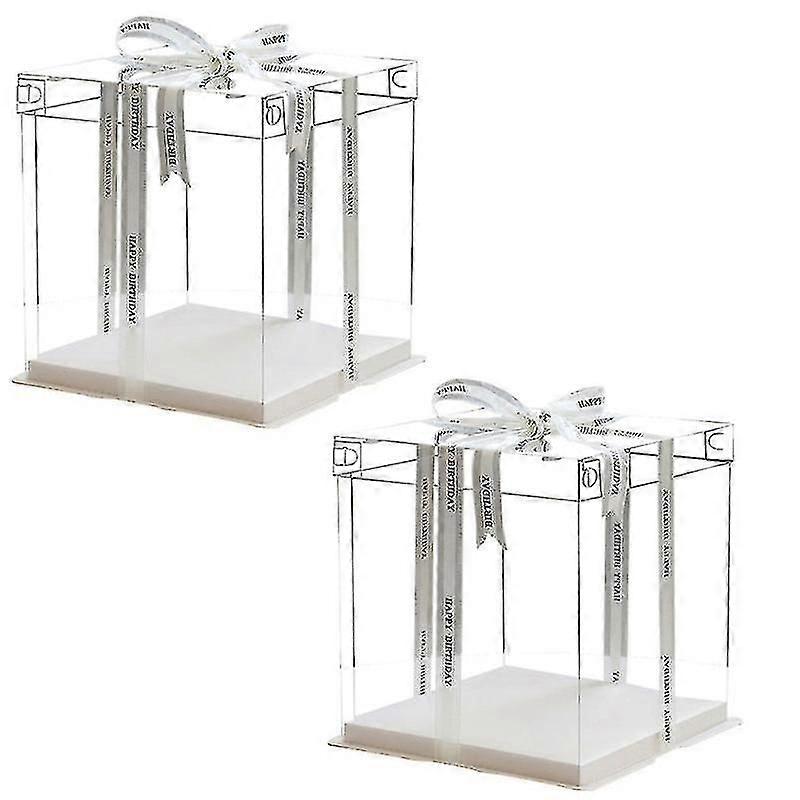 2pcs cake decorations, Transparent Cake Box