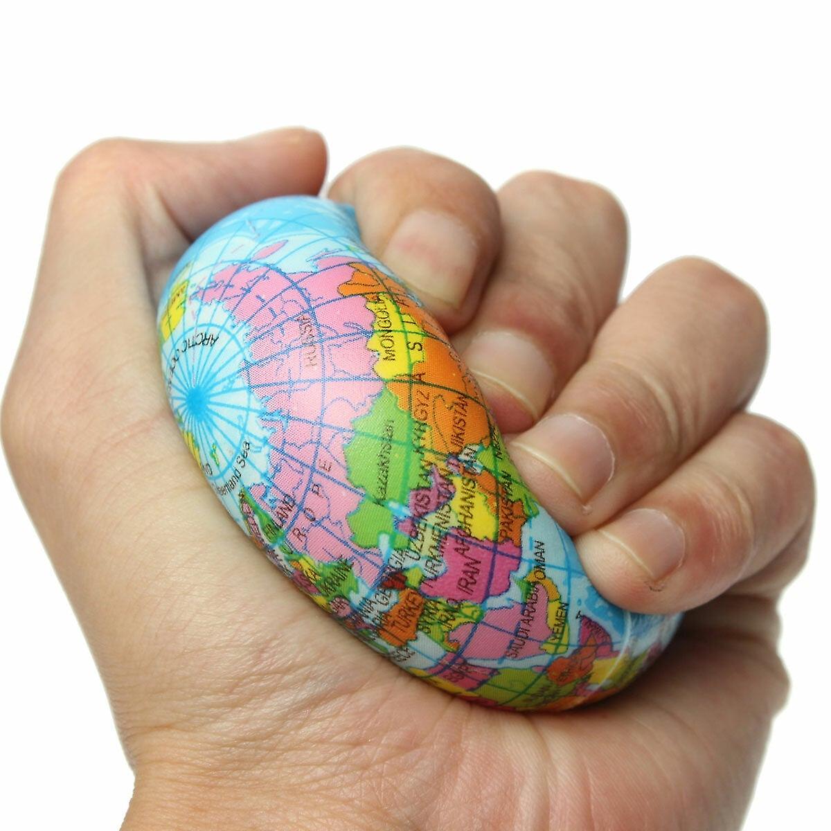 Earth Globe Planet World Map Foam Stress Relief Bouncy Press Ball Geography Toy