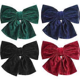 4 Stück Samt Haar Schleife Haarspangen Große Haar Schleife Alligator Haarspangen Haarschmuck für Baby Kleinkinder Mädchen Frauen (Rot, Grün, Schwarz, Marineblau