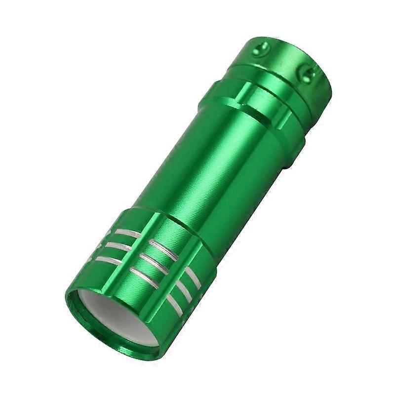 Compact Green LED Flashlight with Rechargeable Battery, 50m Range.
