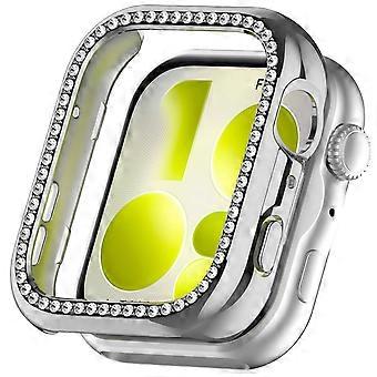 Capa protetora para Huawei Watch Fit 5 com design vazado e decoração em strass - Prata eletrodepositada