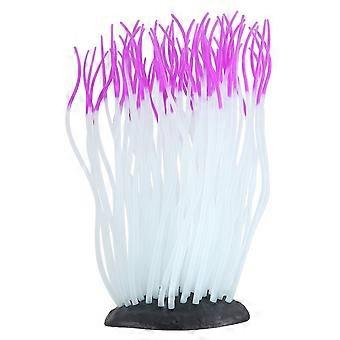 Simulation Artificial Silicone Sea Anemone Coral Ornament for Aquarium Fish Tank Decor(Purple)