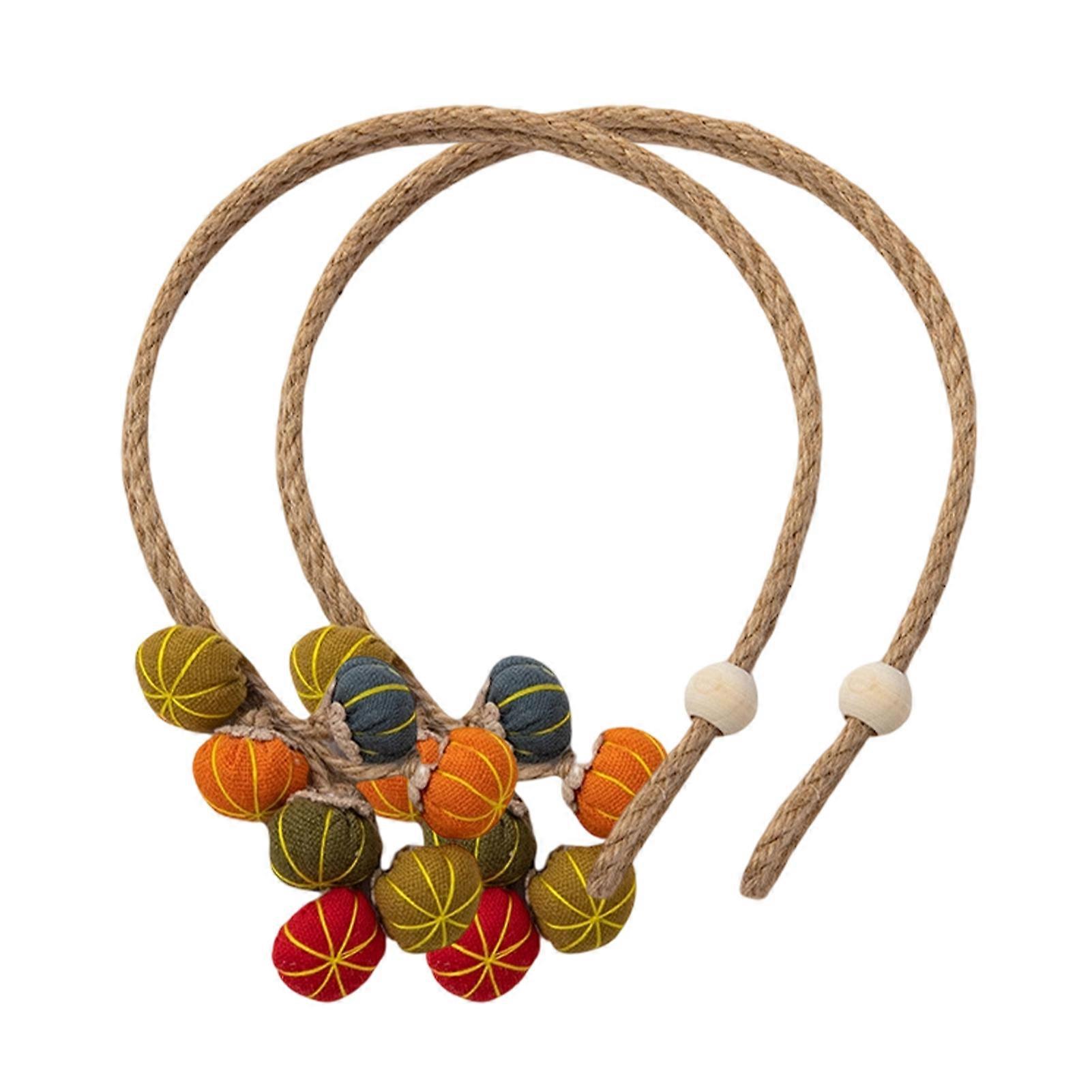 2Pcs Pumpkin Curtain Tiebacks Adjustable Rustic Curtain Ties