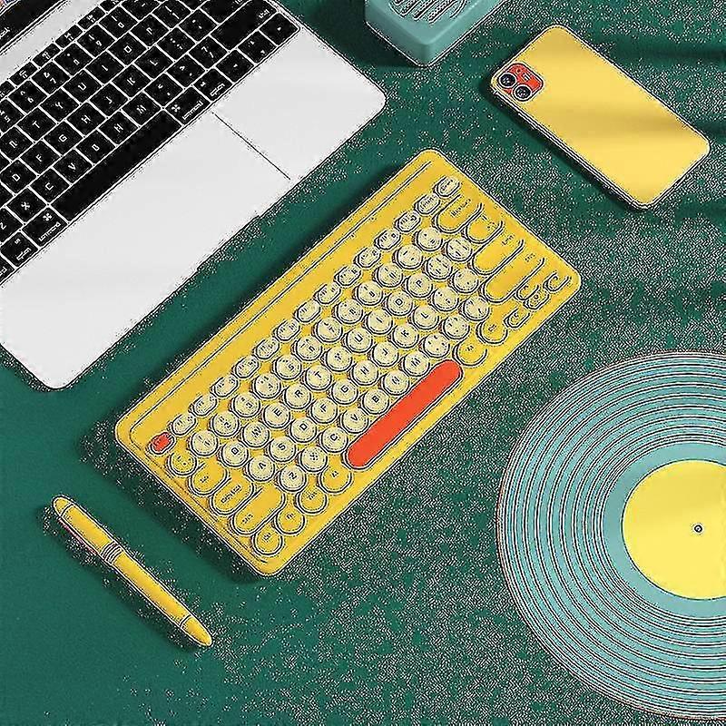 Portable Wireless Retro Typewriter Keyboard, Multi-Color Round Keycaps, Compact Flexible Design, Compatible with Windows/Mac/iOS/Android