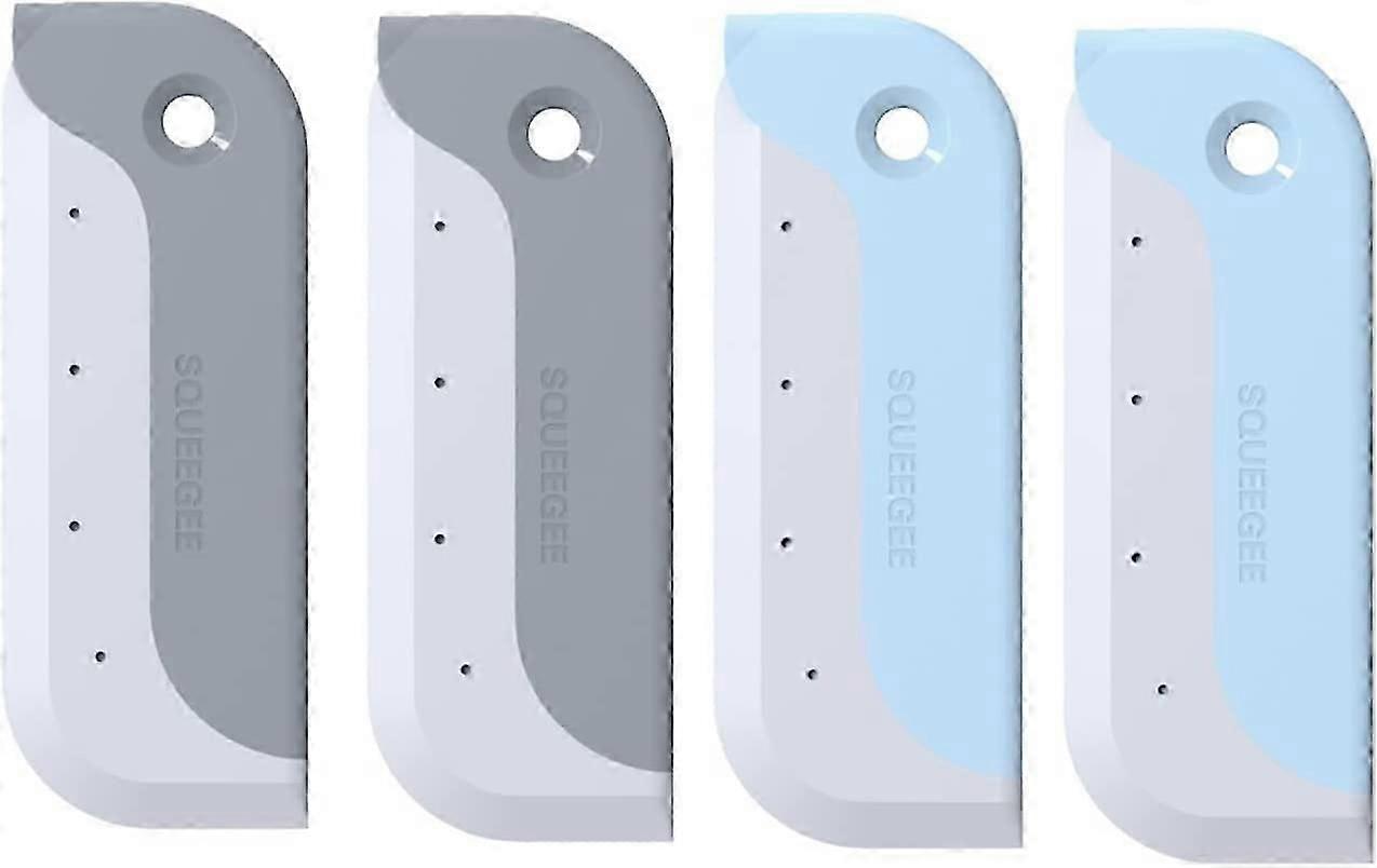Shower Squeegee, Set of 4 Multi-Function Scraper(Blue/Grey)