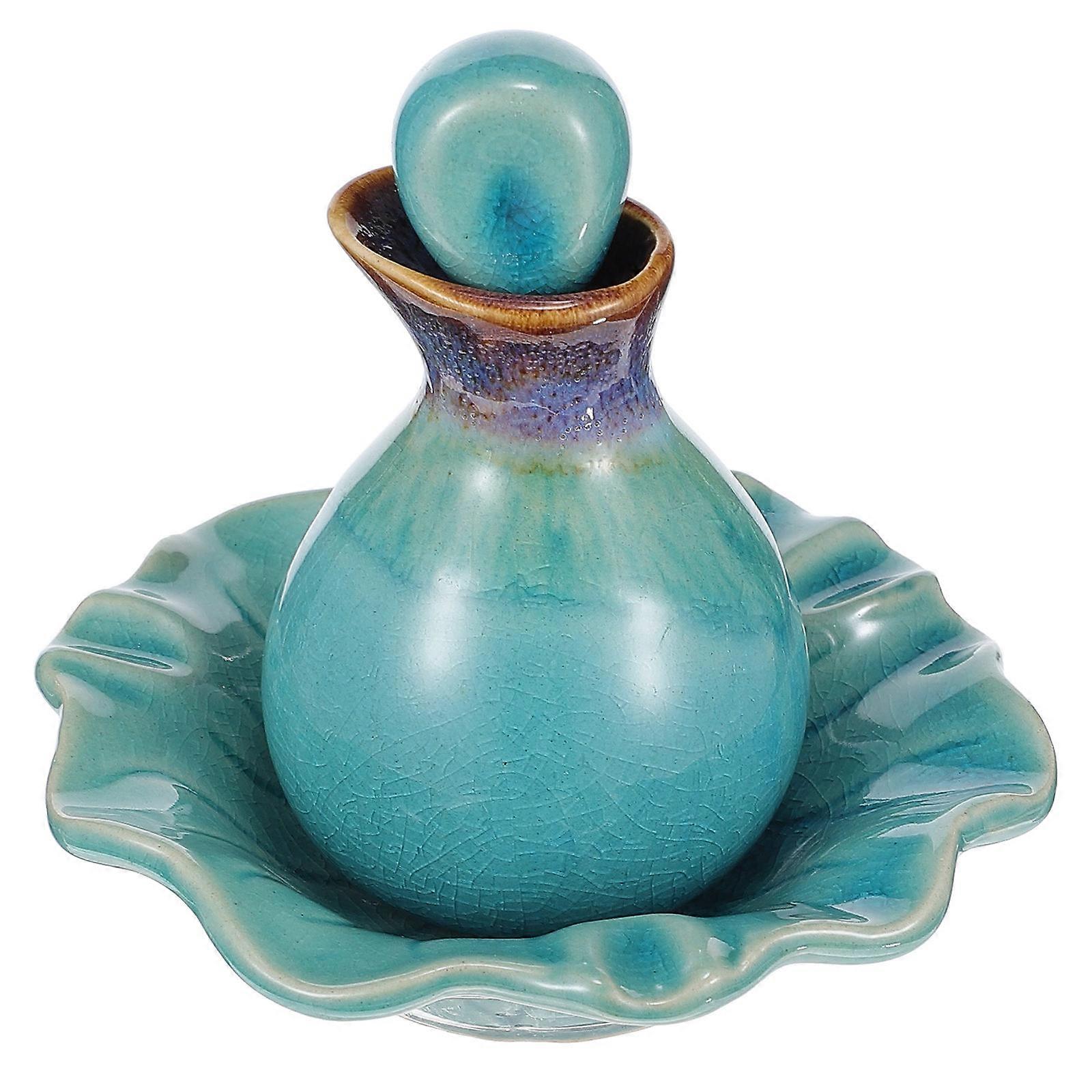 Ceramic Essential Oil Bottle Tray Set for Storage Use Blue 1Set