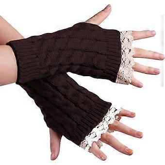 Fingerless Mittens,Women'S Knitted Fingerless Mittens Lace Casual Half Gloves Warm Soft Knit Solid Handwear Winter Accessories