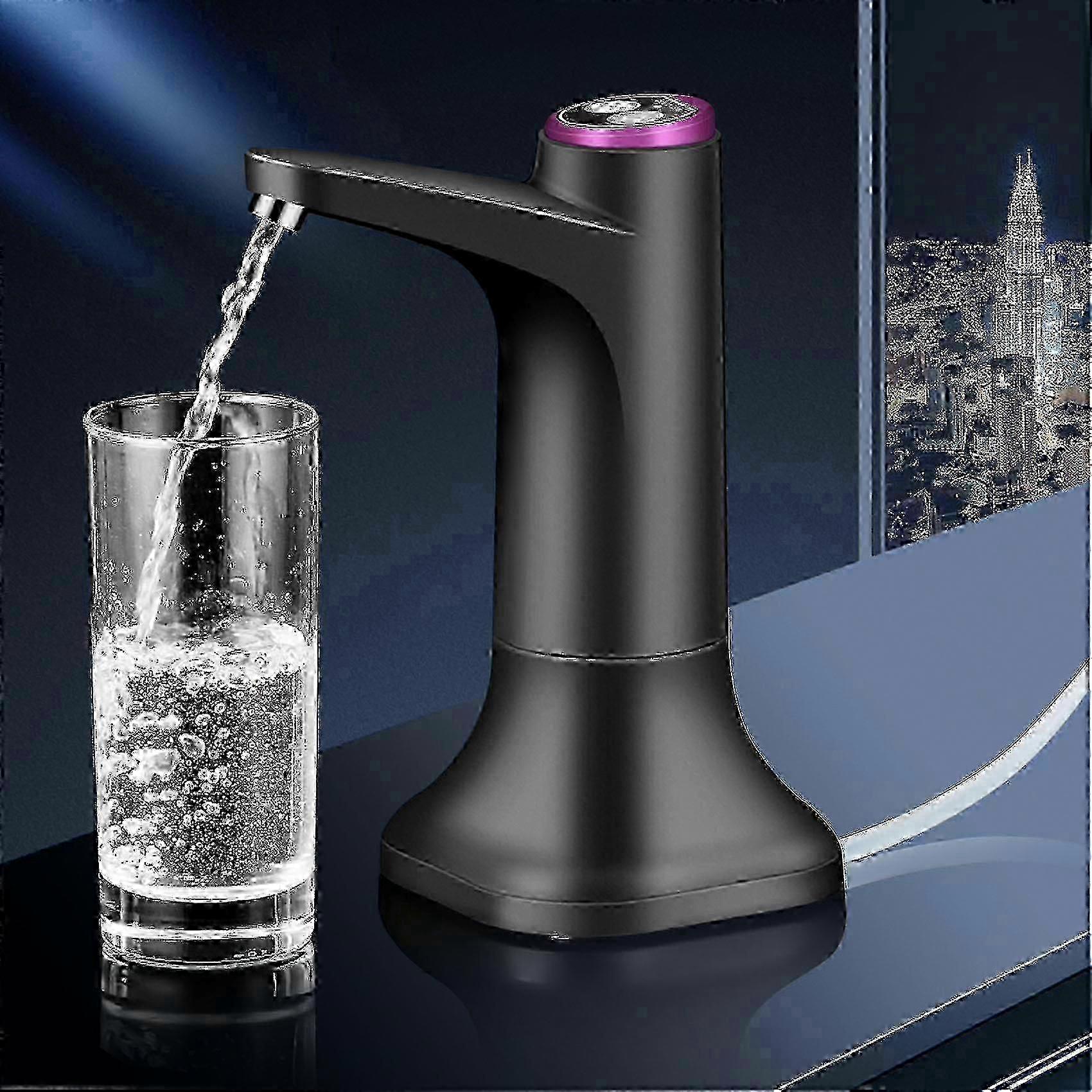 USB Electric Water Bottle Dispenser Pump with Base Black Portable Automatic Type