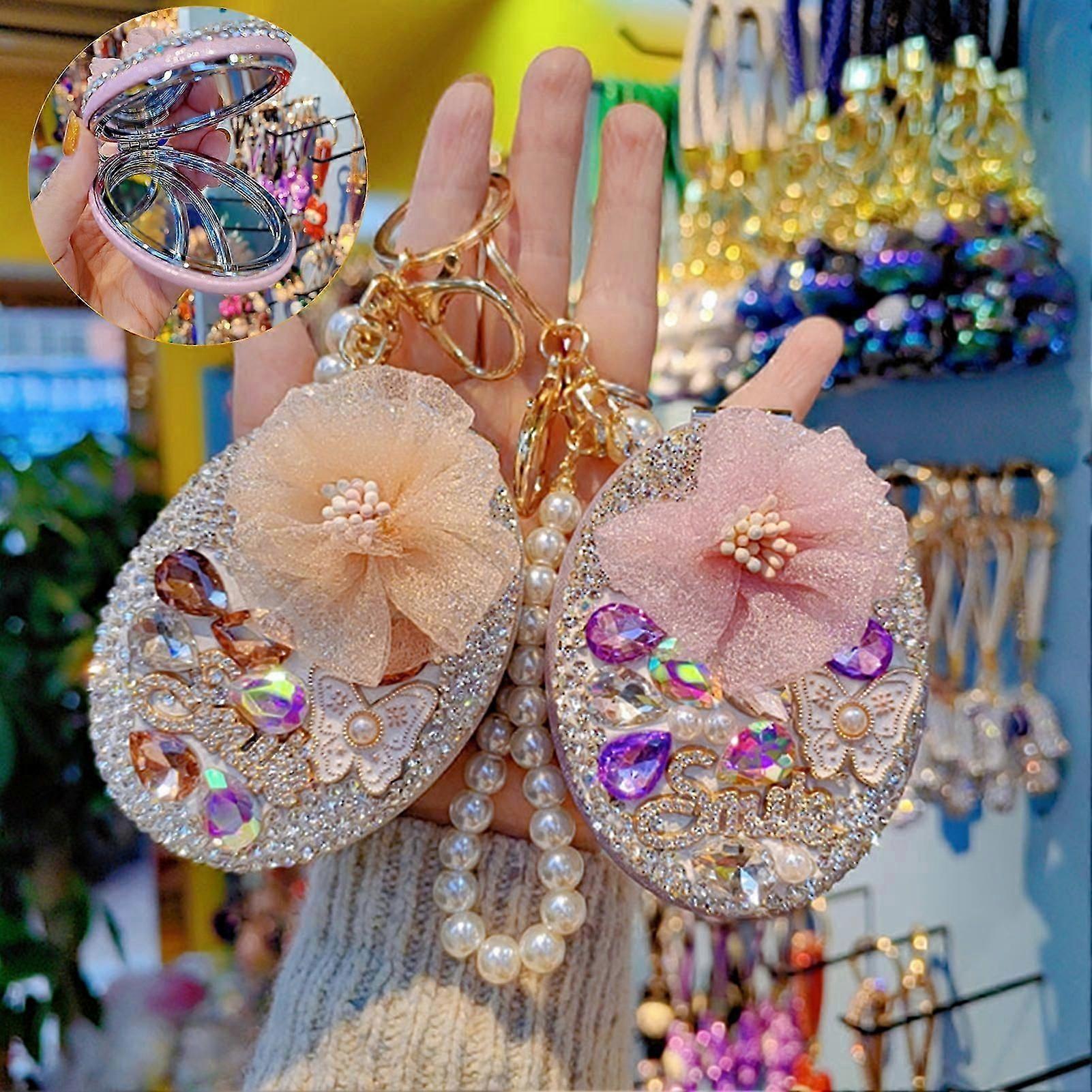 1Pc Rhinestone Mirror  for Gift & Decor  with Portable