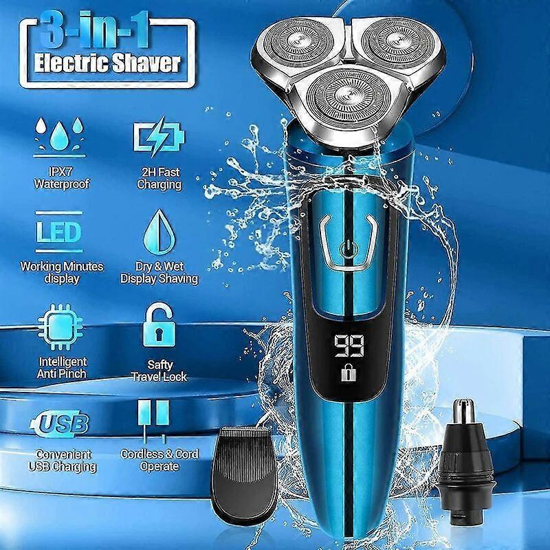 Rechargeable 3D Rotary Self-Sharpening Men's Shaver