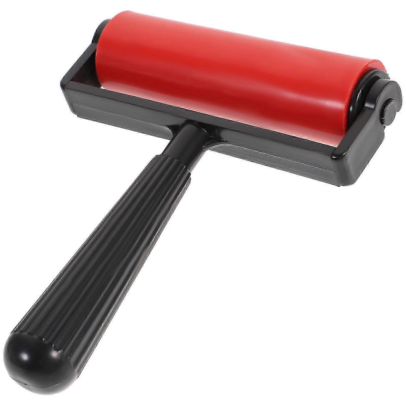 10cm Printmaking Rubber Roller Brayer Printmaking Roller Stamping Tool (red)