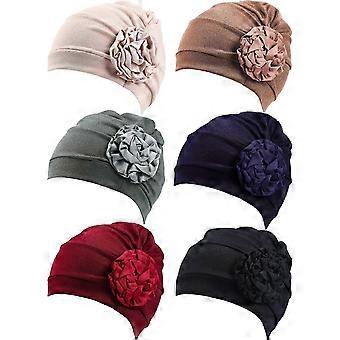 Set van 6 gebreide mutsen voor dames, warme hoofddeksels voor dagelijks gebruik.