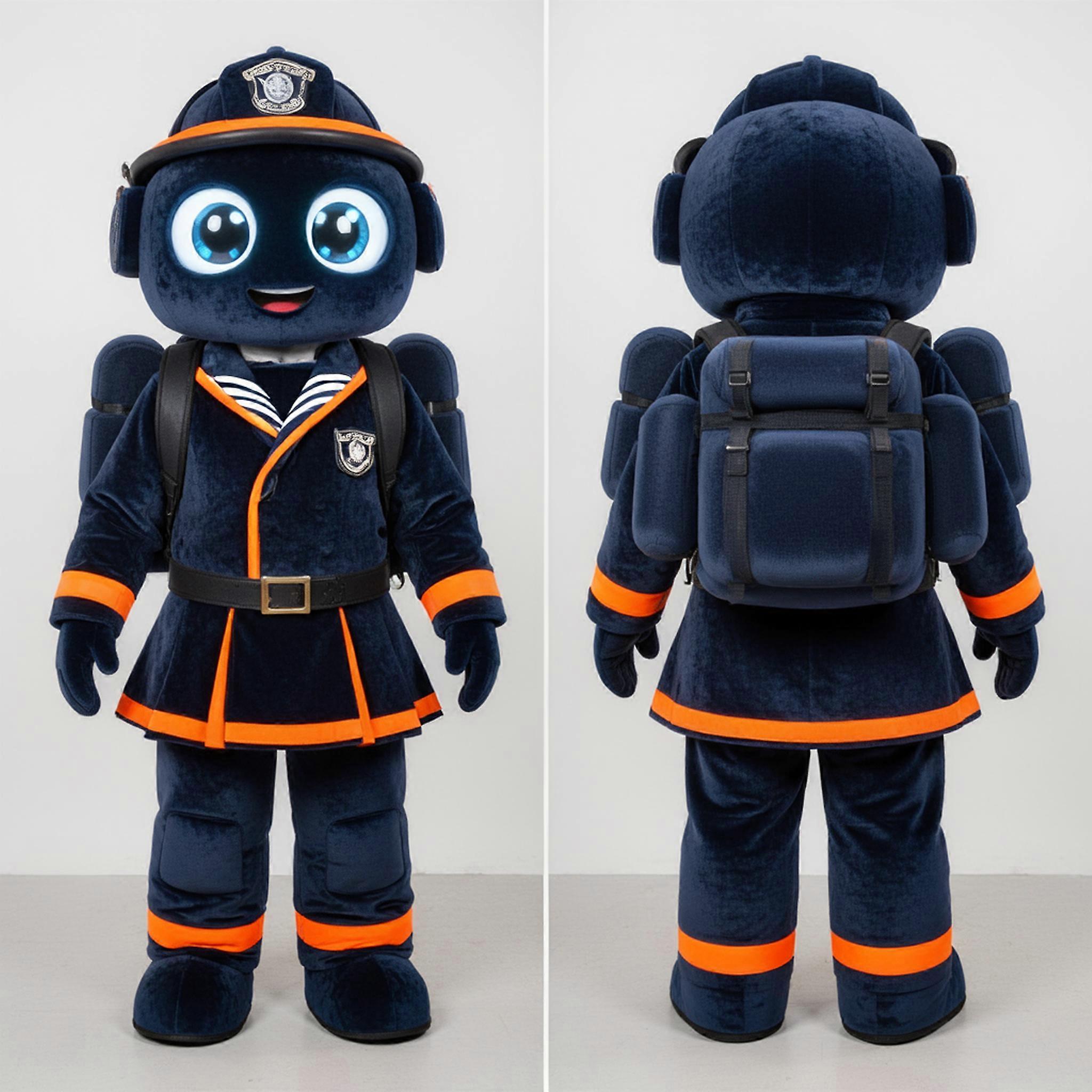 MASTICOT Navy Blue Robotic Fire Fighter Mascot