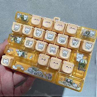 26 Key Bear Printed Fidget Clicker Keychain Mini Decompression Keyboard Toy Fun Novelty Gift for Children Adults