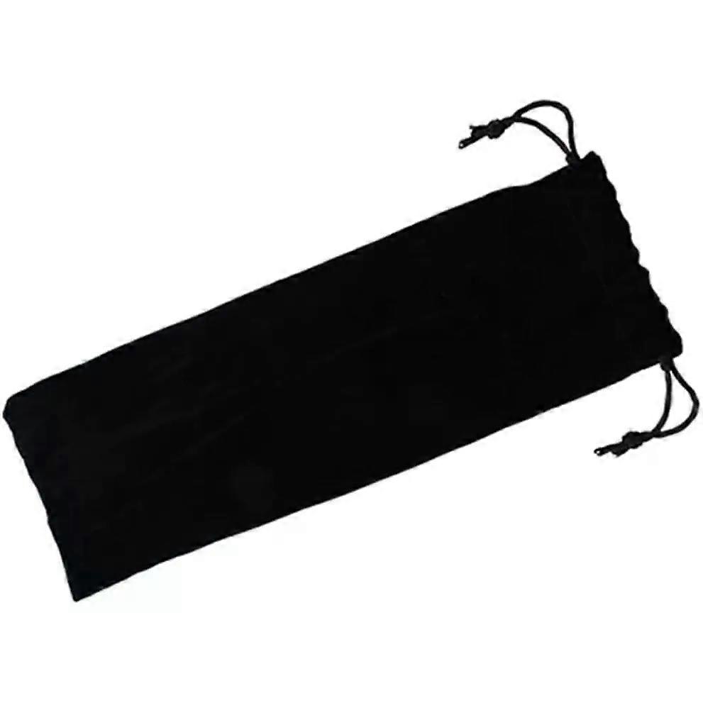 Black Flannel Drawstring Pouch Bag for Bent Straws and Fork