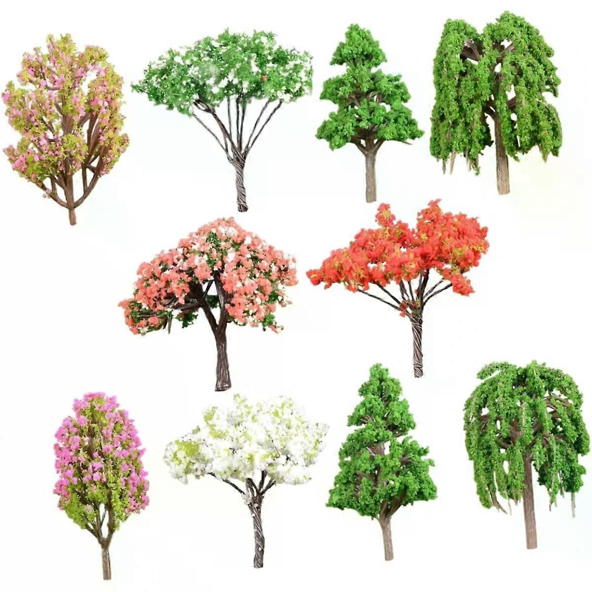 10pcs Mini Sand Table Plant Model Plastic Artificial Tree Model