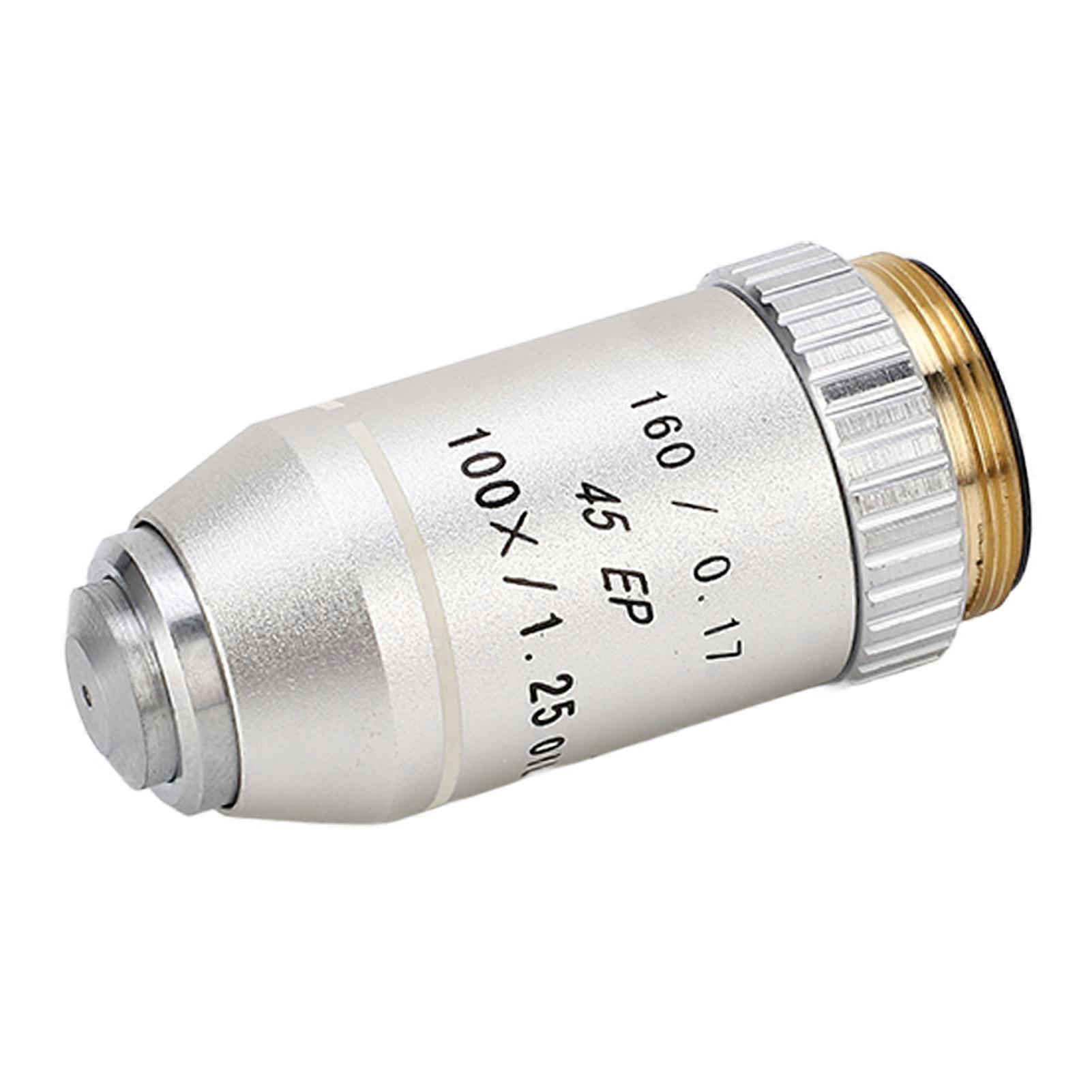 Achromatic Microscope Objective 100X Standard RMS Thread Spring Protection Biological Microscope Objective Lens