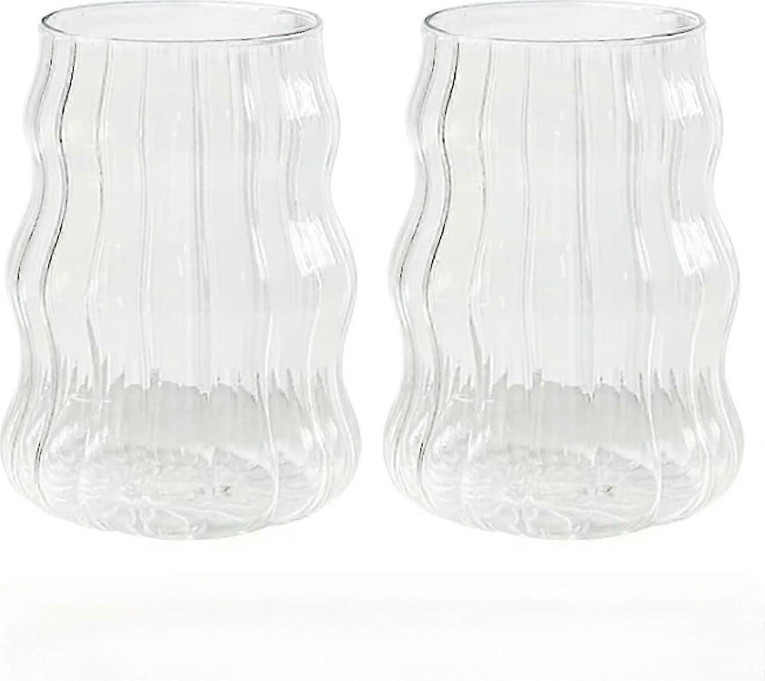 (2 pack) Fluted Bubble Glass Clear 16 oz FOR