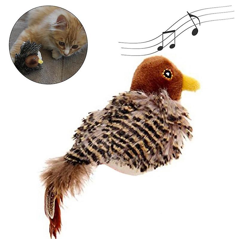 Cat Toy Sparrow-shaped Bird Simulation Sounding Toy Pet Interactive Plush Doll