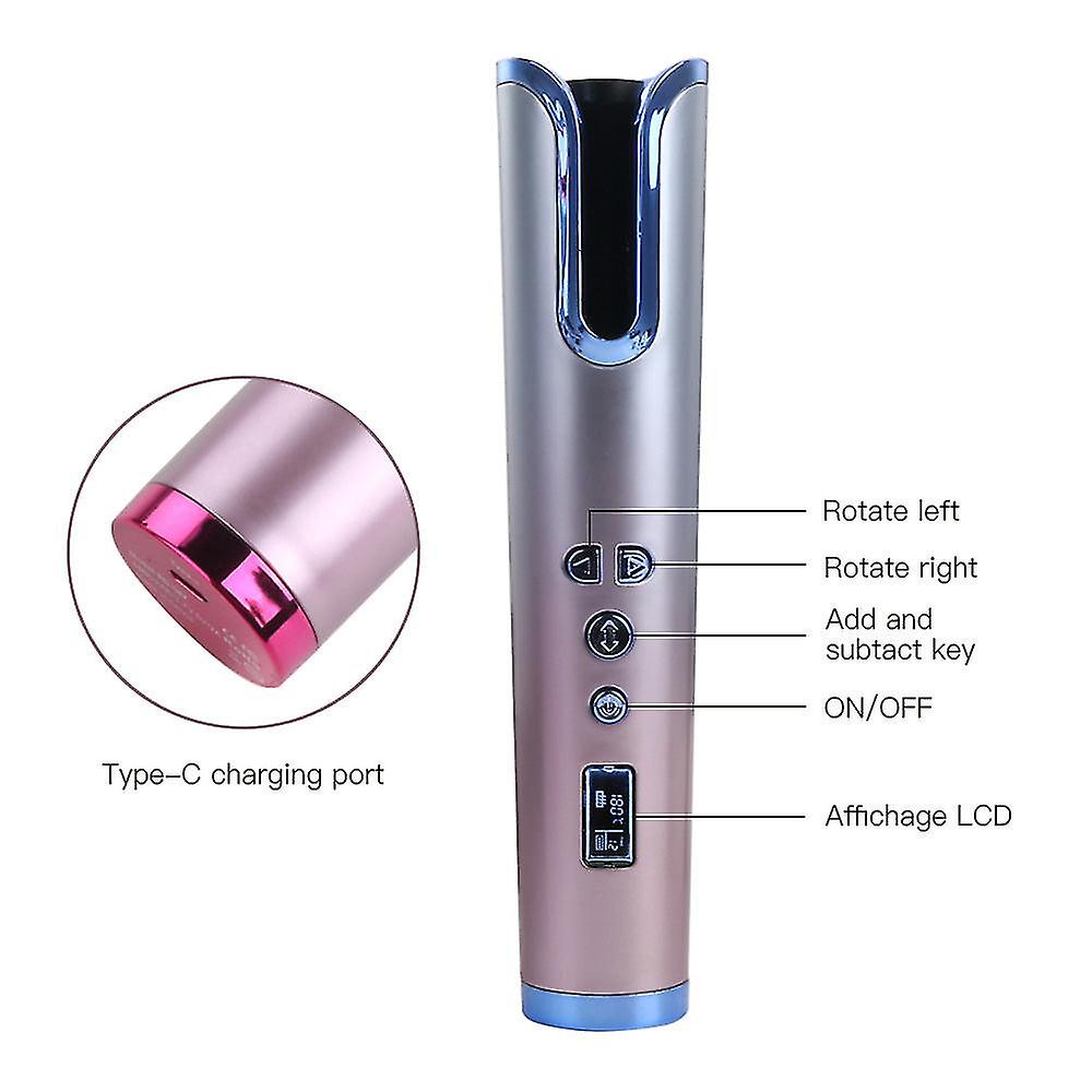Cordless Automatic H Er Usb Recharable Ing Iron S Waves Lcd Display Ceramic Y Rotating Ing Wave R