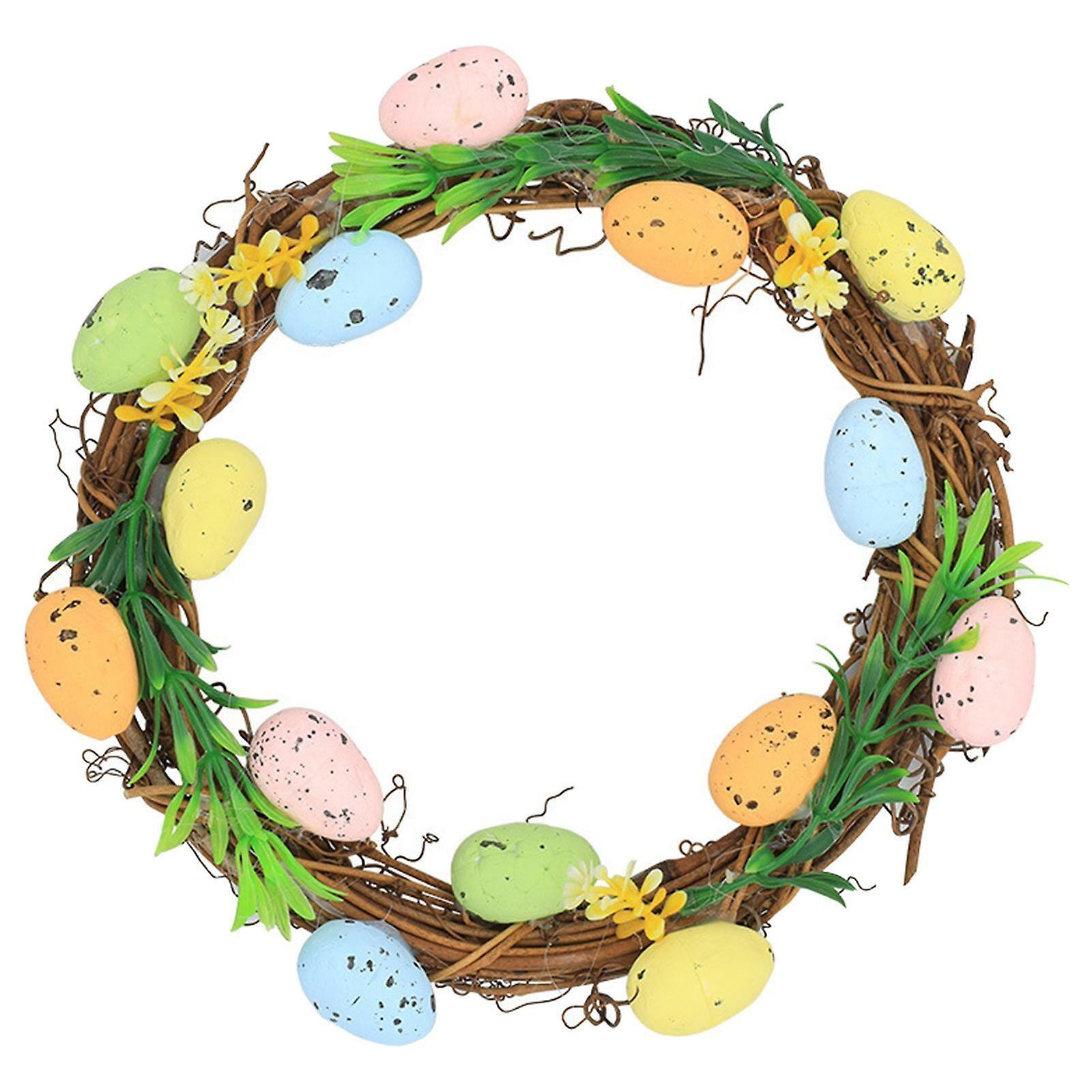 Easter Egg Wreath Spring Artificial Flowers Hanging Garland Ornaments