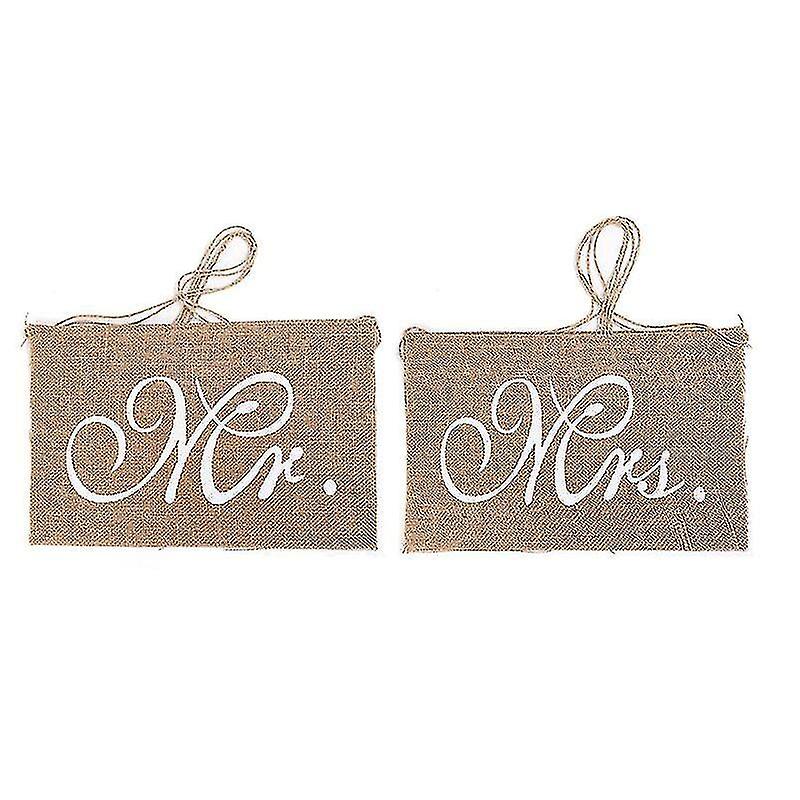 1 Pair Mr Mrs Chair Banner Burlap Flags Europe Wedding Ceremony Decoration Bride Groom Chair Decor S