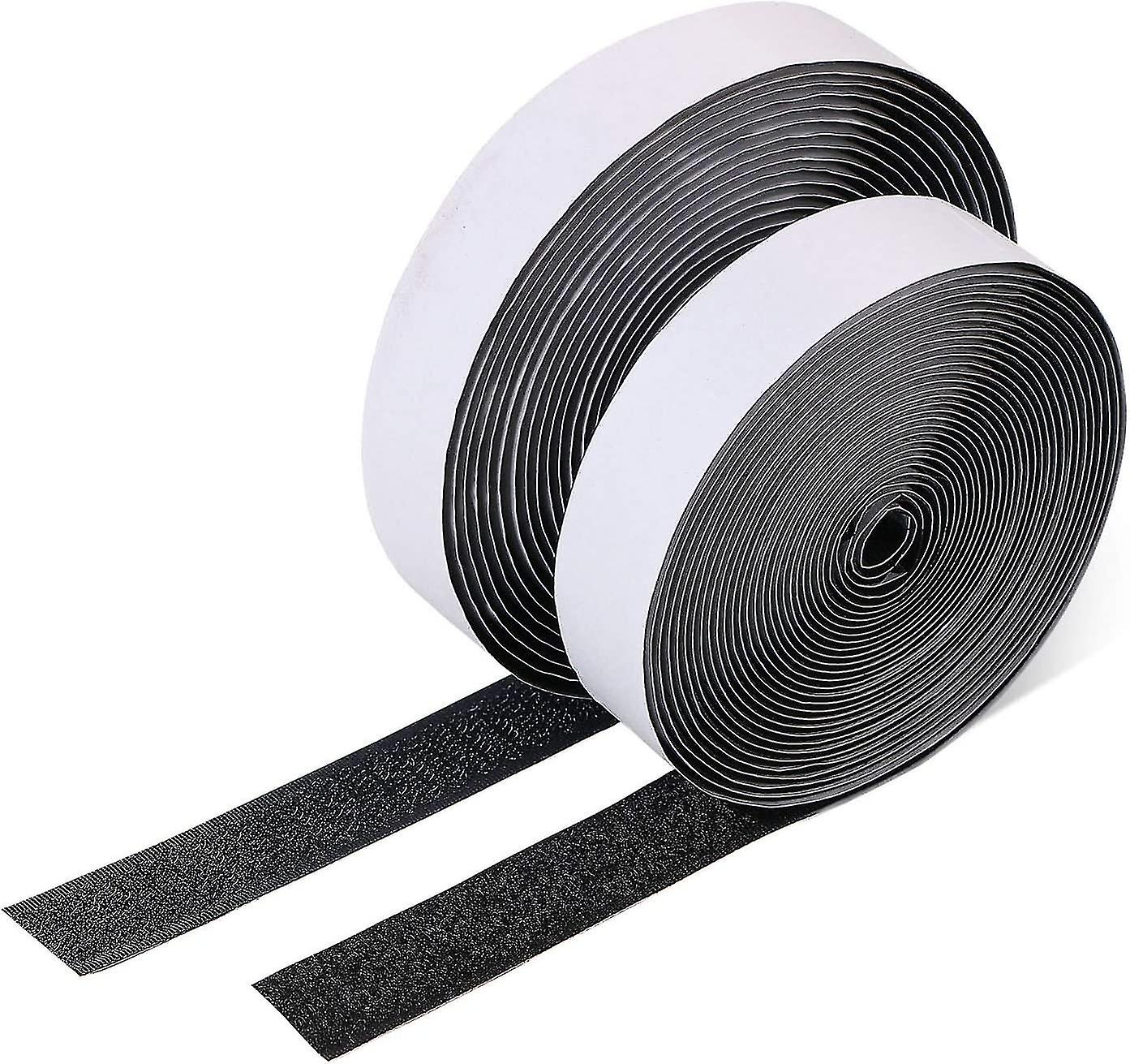 5m X 20mm Hook And Loop Strip, 5m Self Adhesive Sticky Back Fastening Tape Strips Set With Sticky Glue (black)